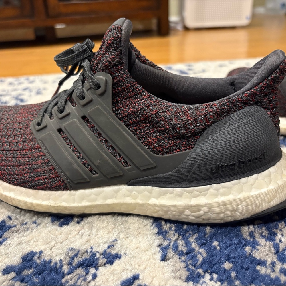 Adidas Ultra Boost 4.0 Black Red Knit Running Shoes - Size 6 Women
